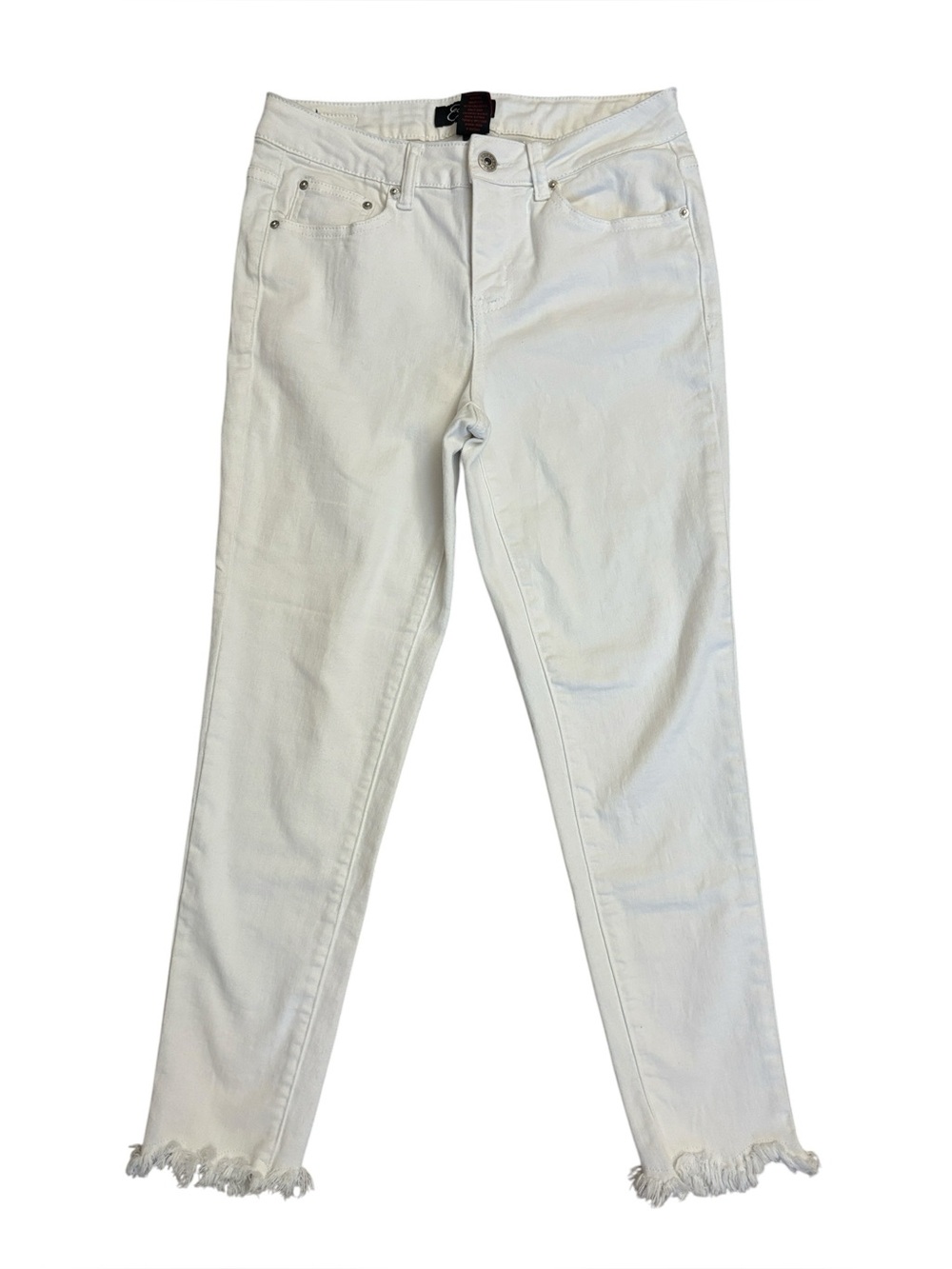 Earl Jeans White High Waist Skinny Ankle Jeans Raw Hem Stretch Size 6‎